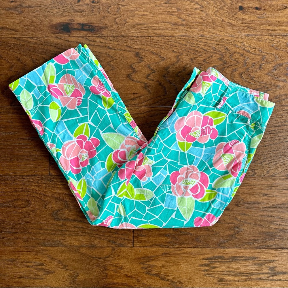 Lilly Pulitzer Vintage Floral Rose Mosaic Capri Pants Size 6